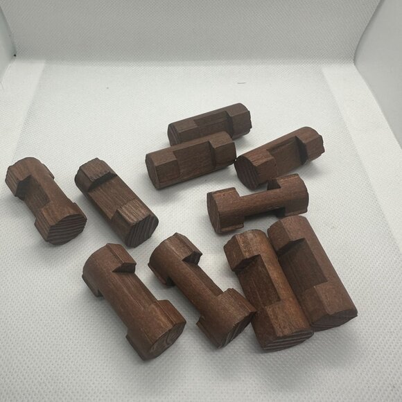 Lot Of 10 Vintage Style Wooden Lincoln Log Connectors - Picture 2 of 5